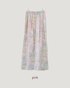 flower cotton tuck wide pants
