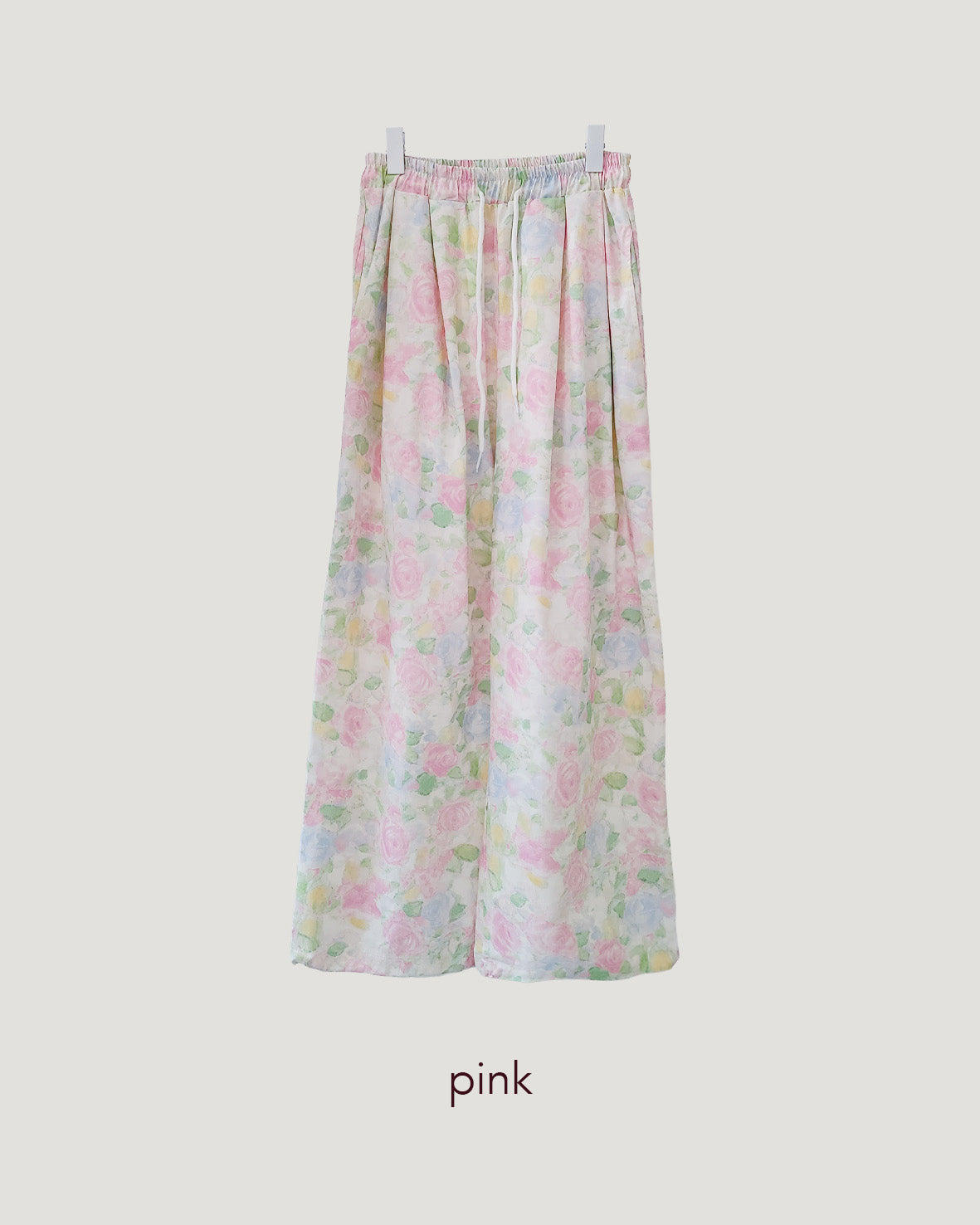 flower cotton tuck wide pants
