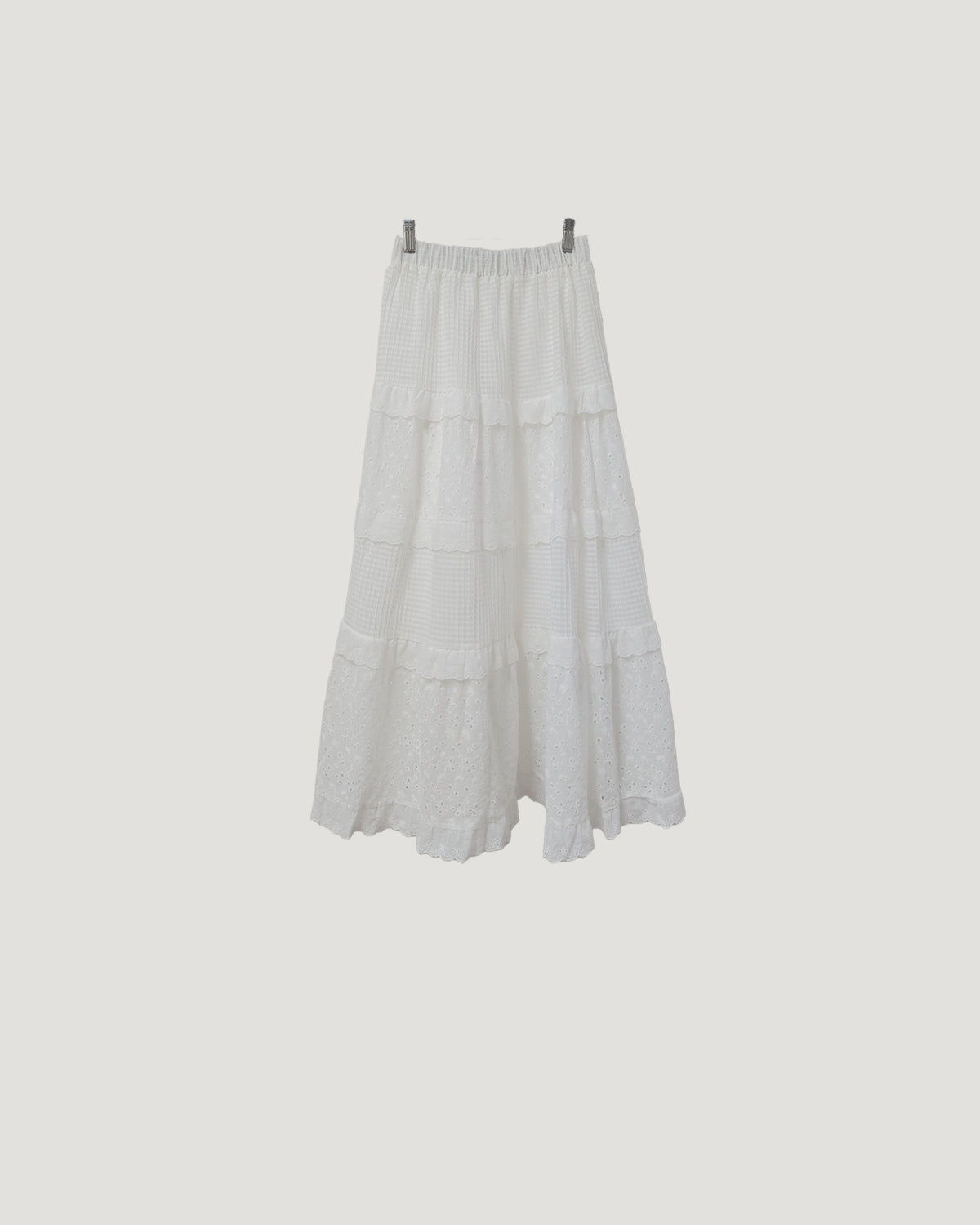cotton lace tired long skirt