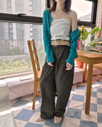 vintage like flower rib tube top
