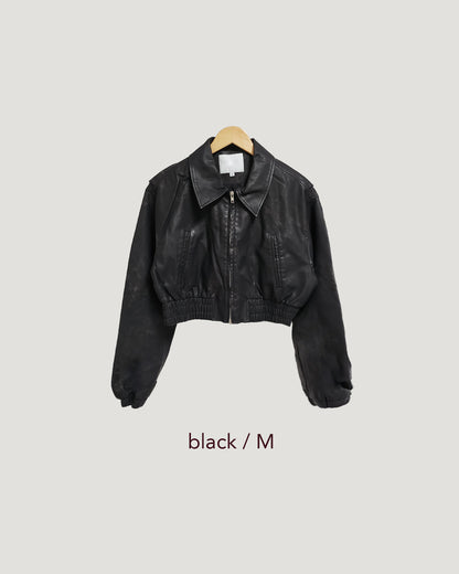 vintage like faux leather blouson