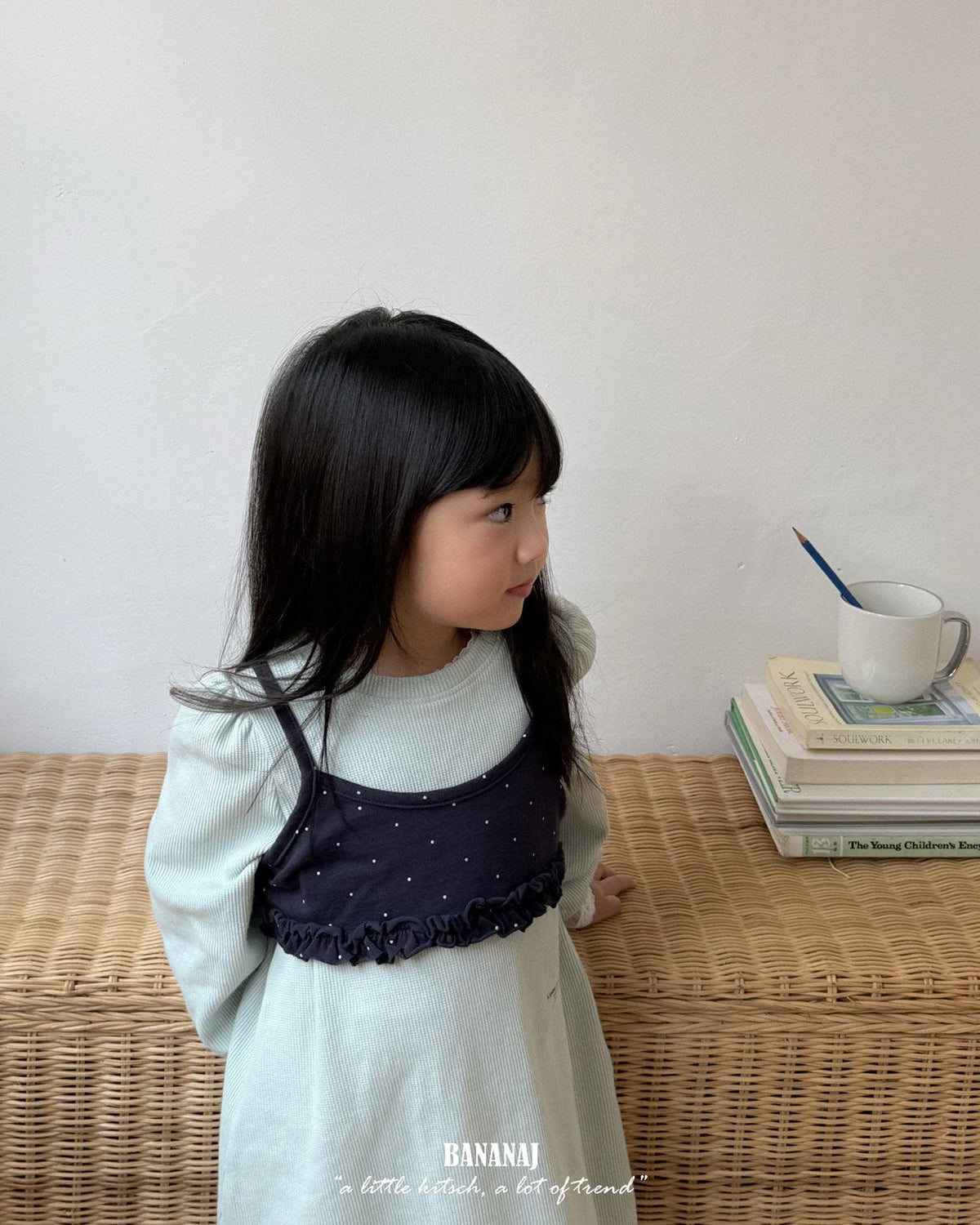 【BANANAJ】lettering waffle dress