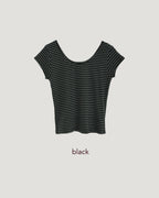 color stripe U neck T