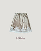 satin hem lace mini skirt