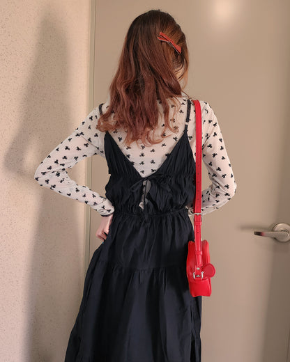 shirring bustier cotton long dress