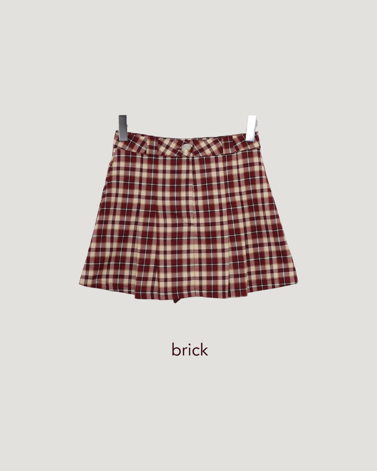 check pleated mini skirt