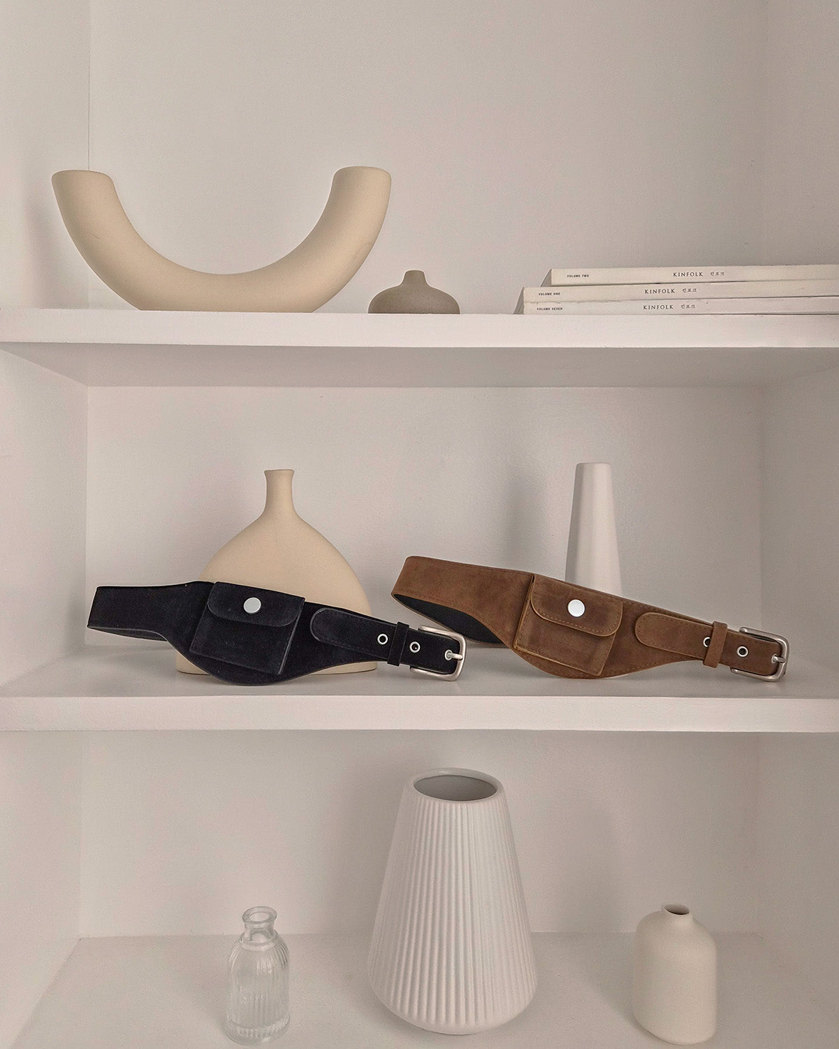 faux suede pocket belt