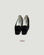 rose satin square flat shoes