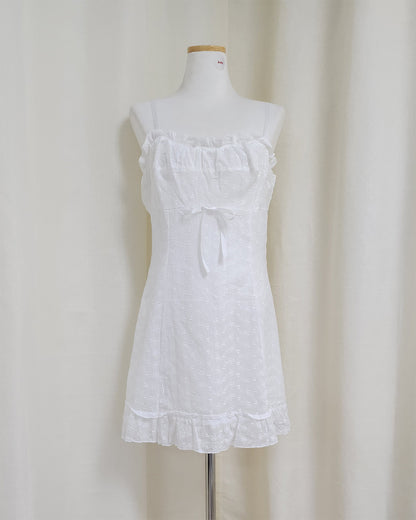 punching cotton lace mini dress