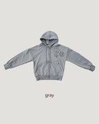 flower motif sweat zip hoodie
