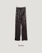 wrinkle faux leather wide pants