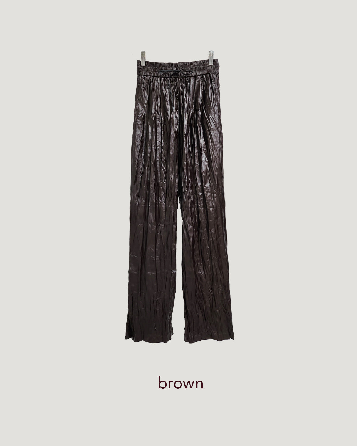 wrinkle faux leather wide pants