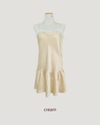 lace satin flare mini dress