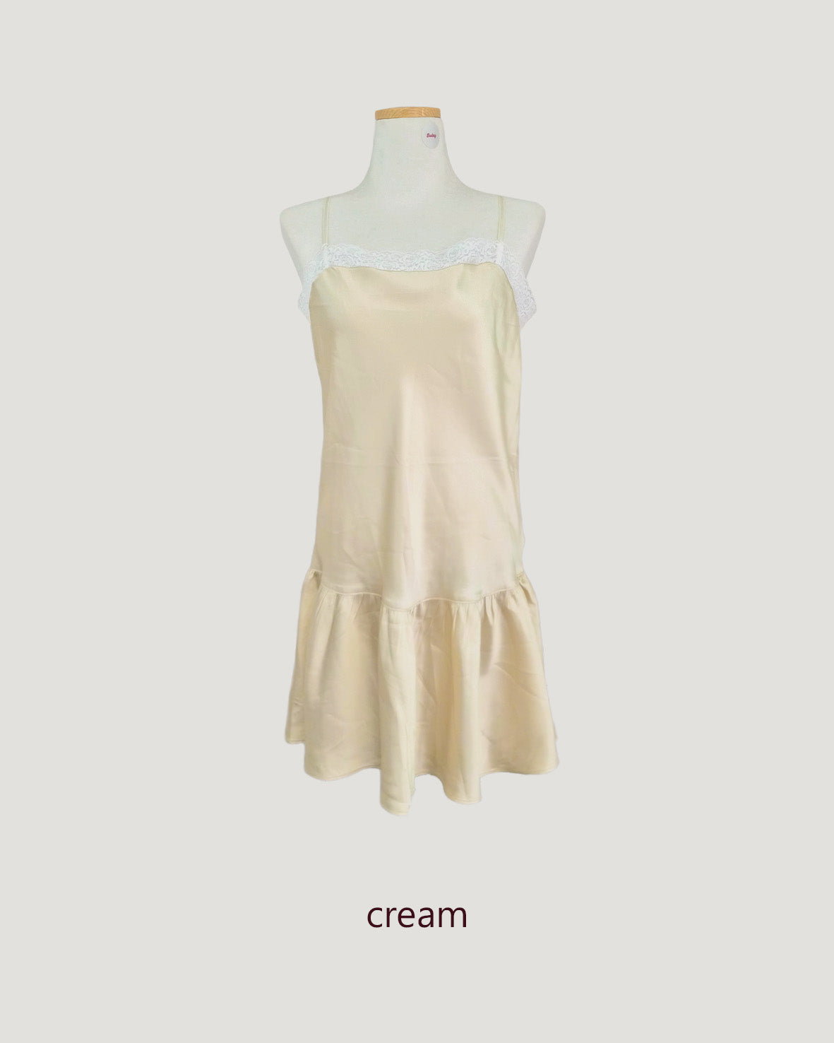 lace satin flare mini dress