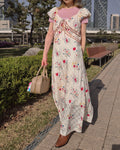 flower frill long dress