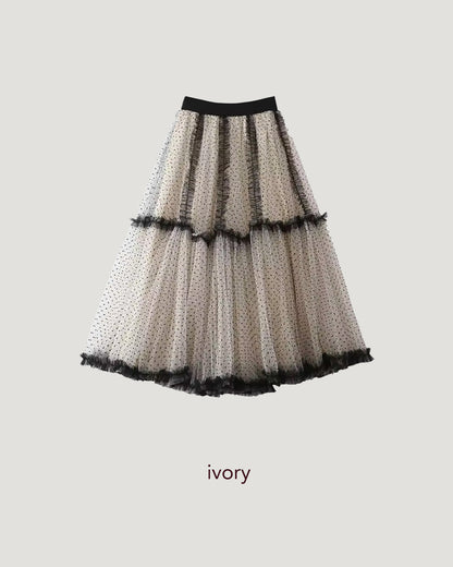 dot frill volume tulle skirt