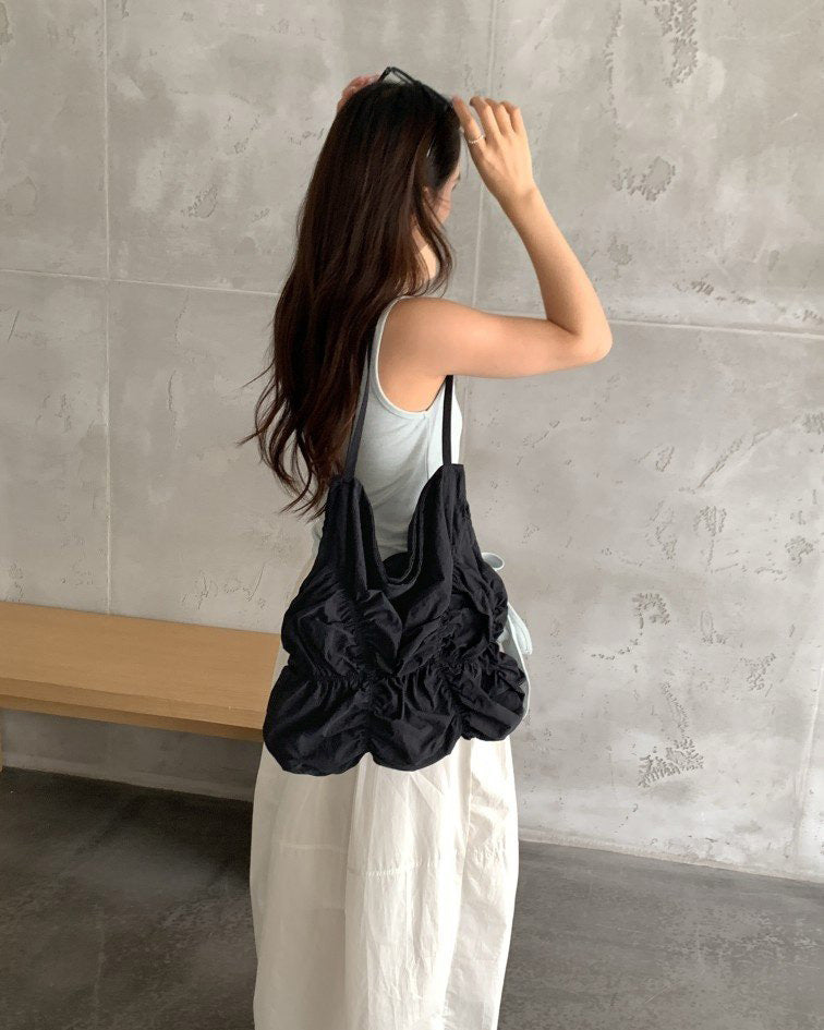 shirring color nylon bag
