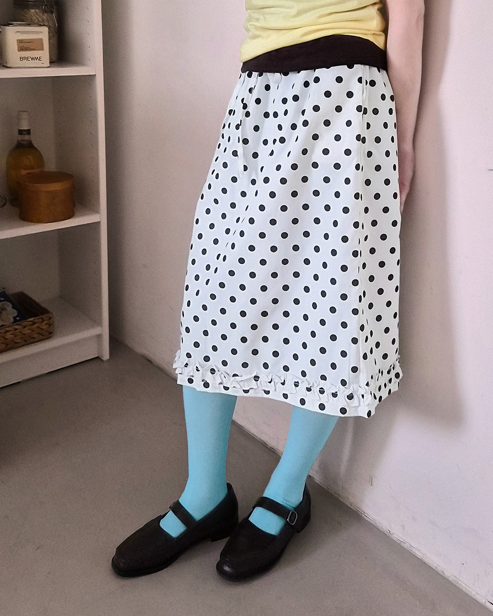 polka dot hem frill skirt