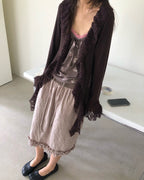 frill lace flare cardigan