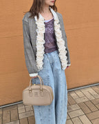 glen check frill jacket