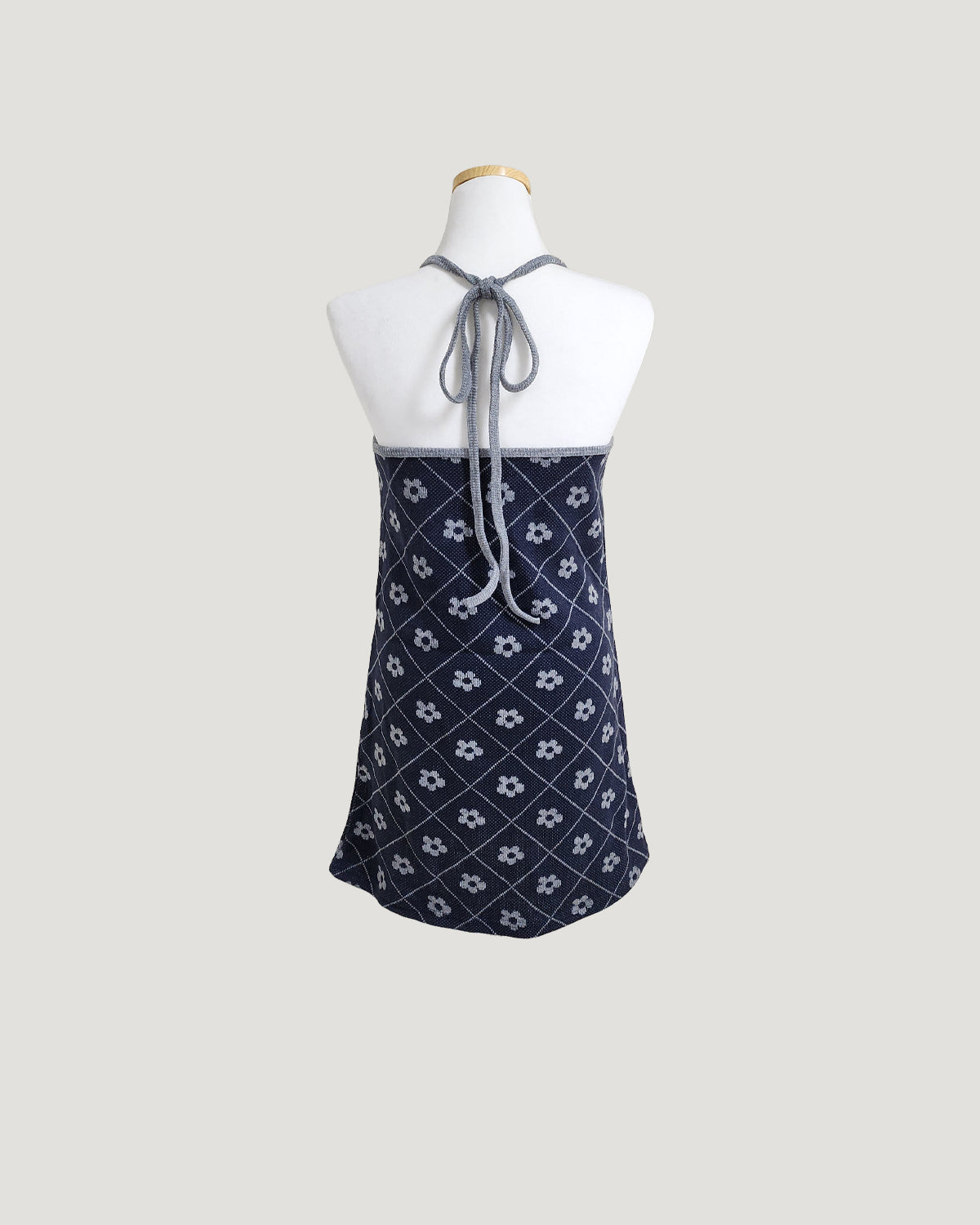 flower halter neck knit mini dress