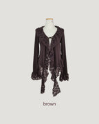 frill lace flare cardigan