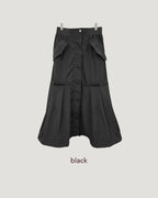 MA-1 like row pleated nylon skirt