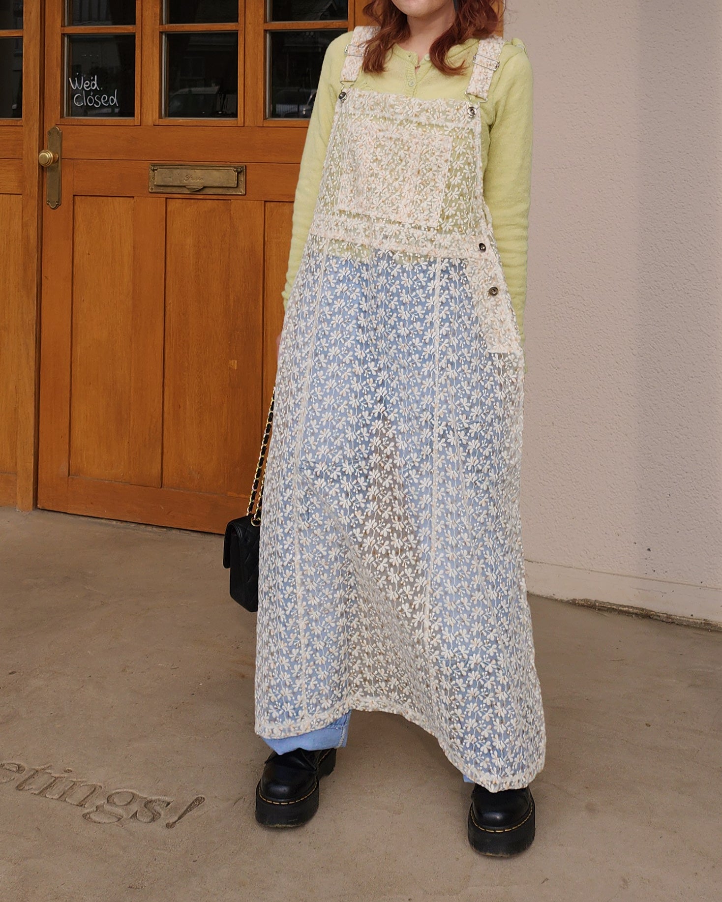 flower lace sheer salopette dress