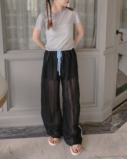 lace sheer line pants