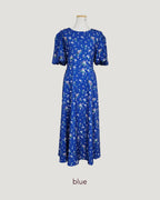 flower puff sleeve long dress