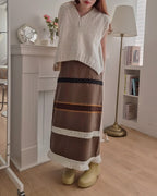 fringe design long skirt