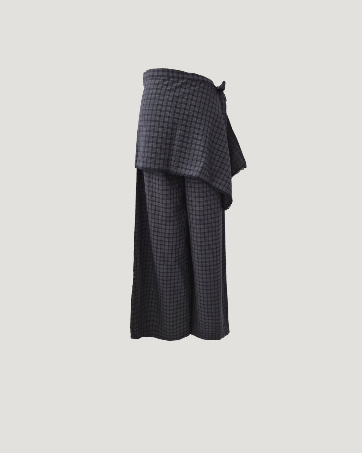 check skirt layered pants