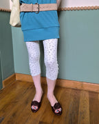 flower button point capri leggings