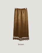 satin lace point long skirt