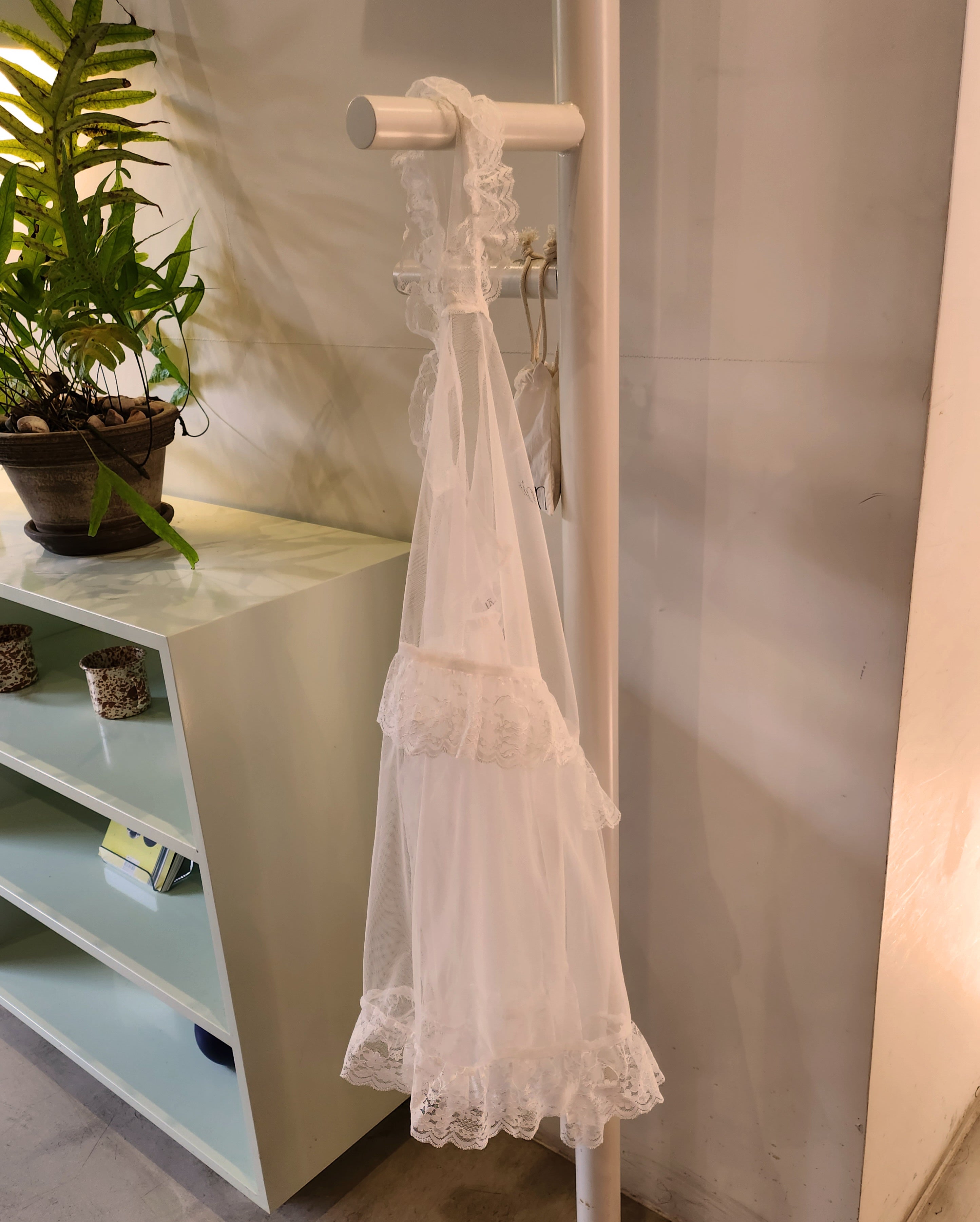 sheer lace frill mini dress