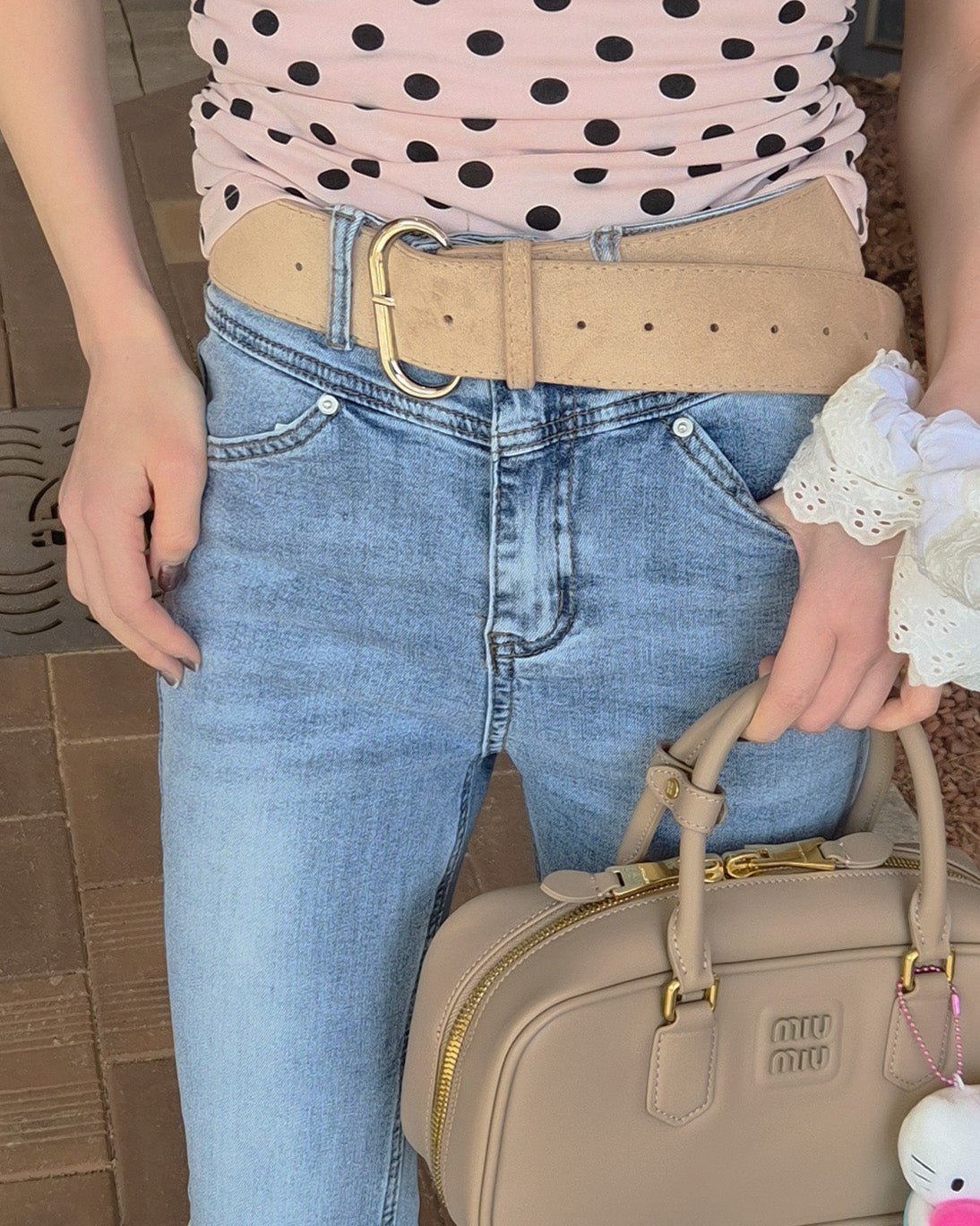 faux suede wide belt