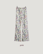 flower pattern boot cut sweat pants