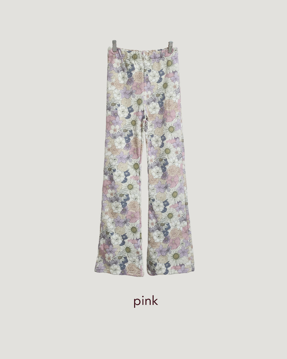 flower pattern boot cut sweat pants