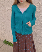 pocket point round neck cardigan