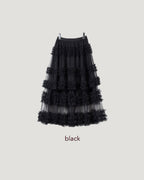 tiered volume frill tulle skirt