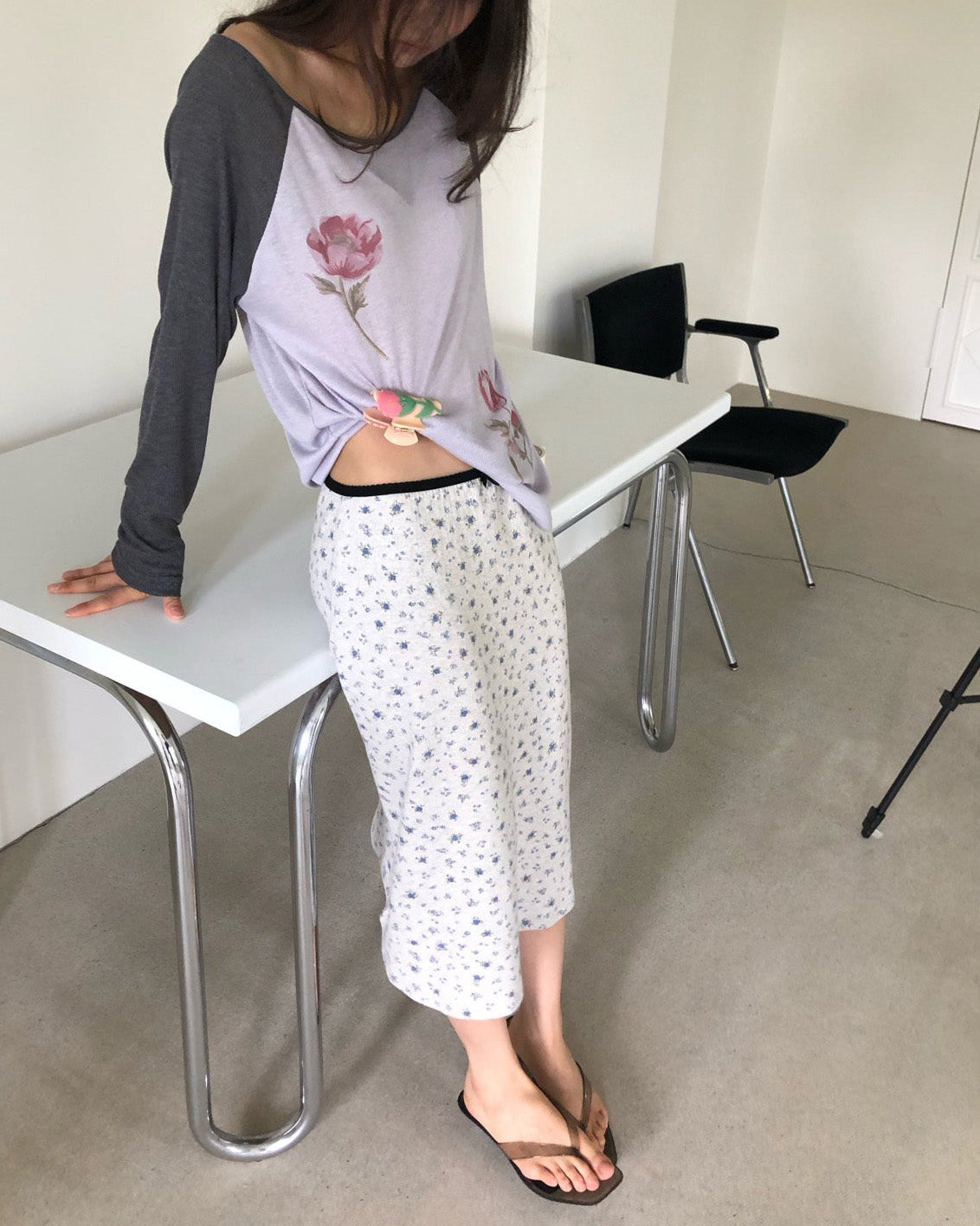 flower raglan sleeve T