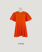 volume puff sleeves tack mini dress
