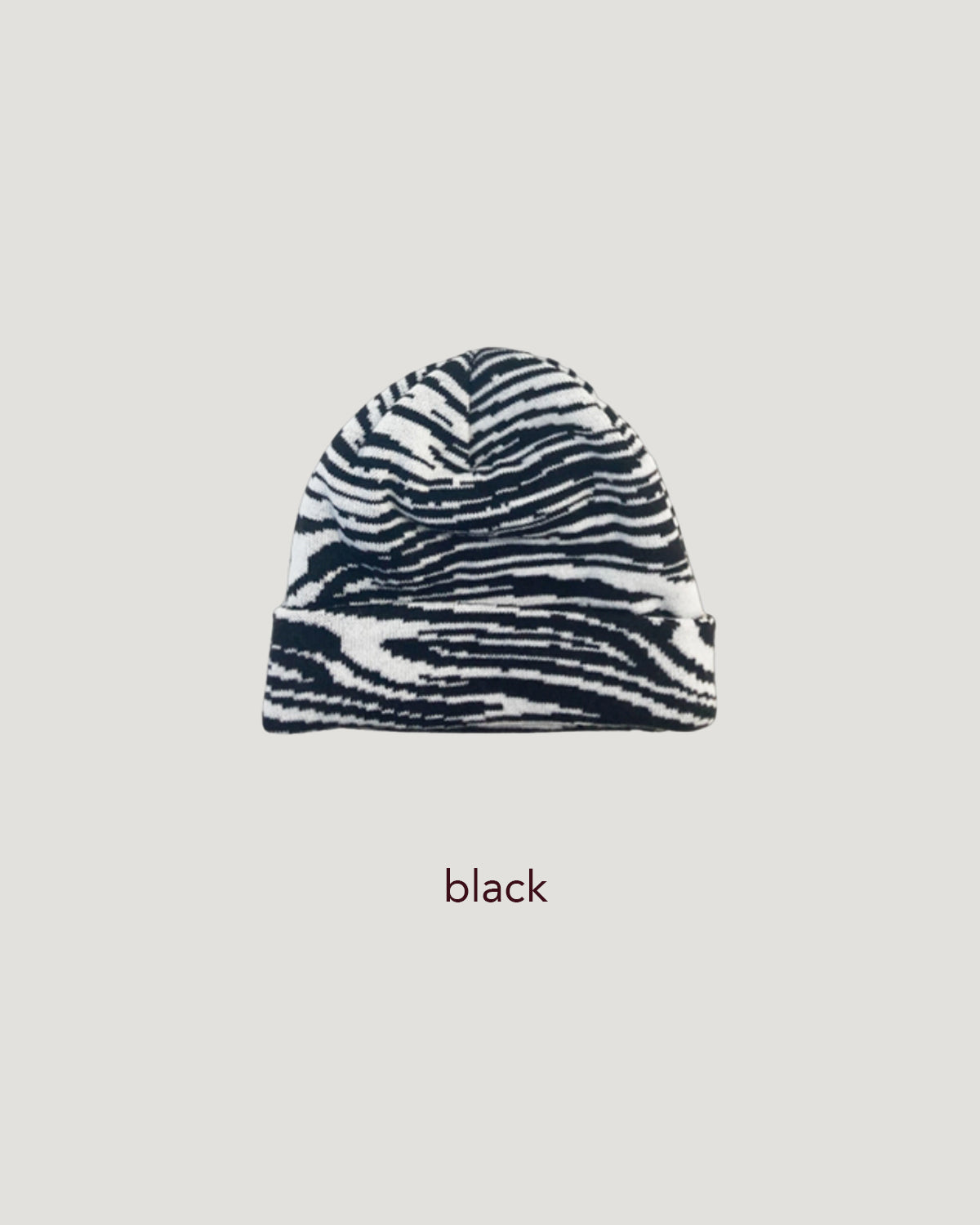 90's zebra knit beanie