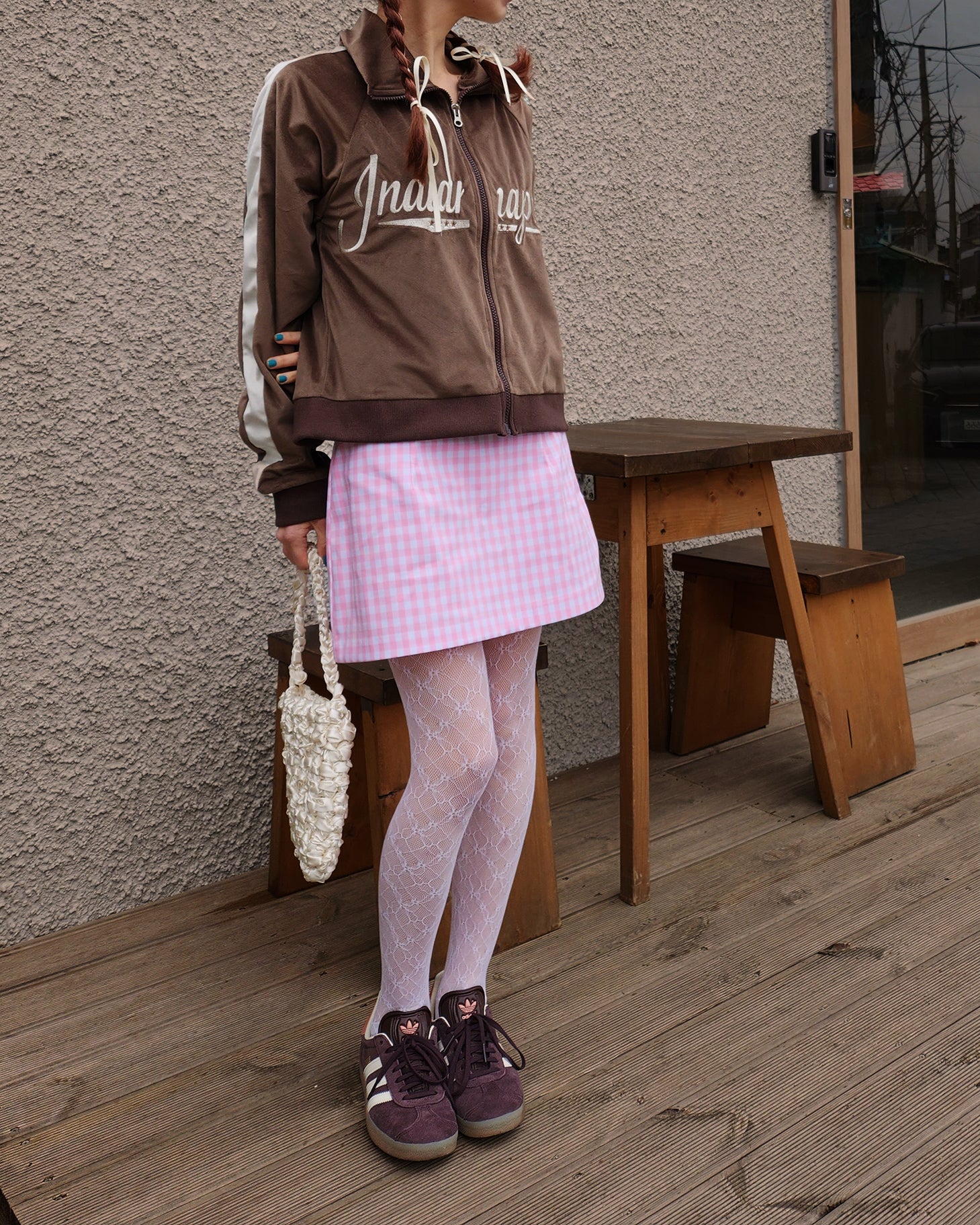 gingham check low waist micro mini skirt