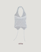 lace sheer halter neck bustier