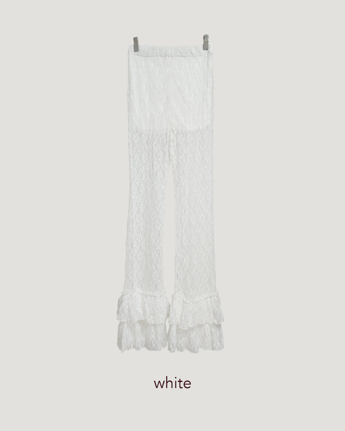 lace hem frill pants