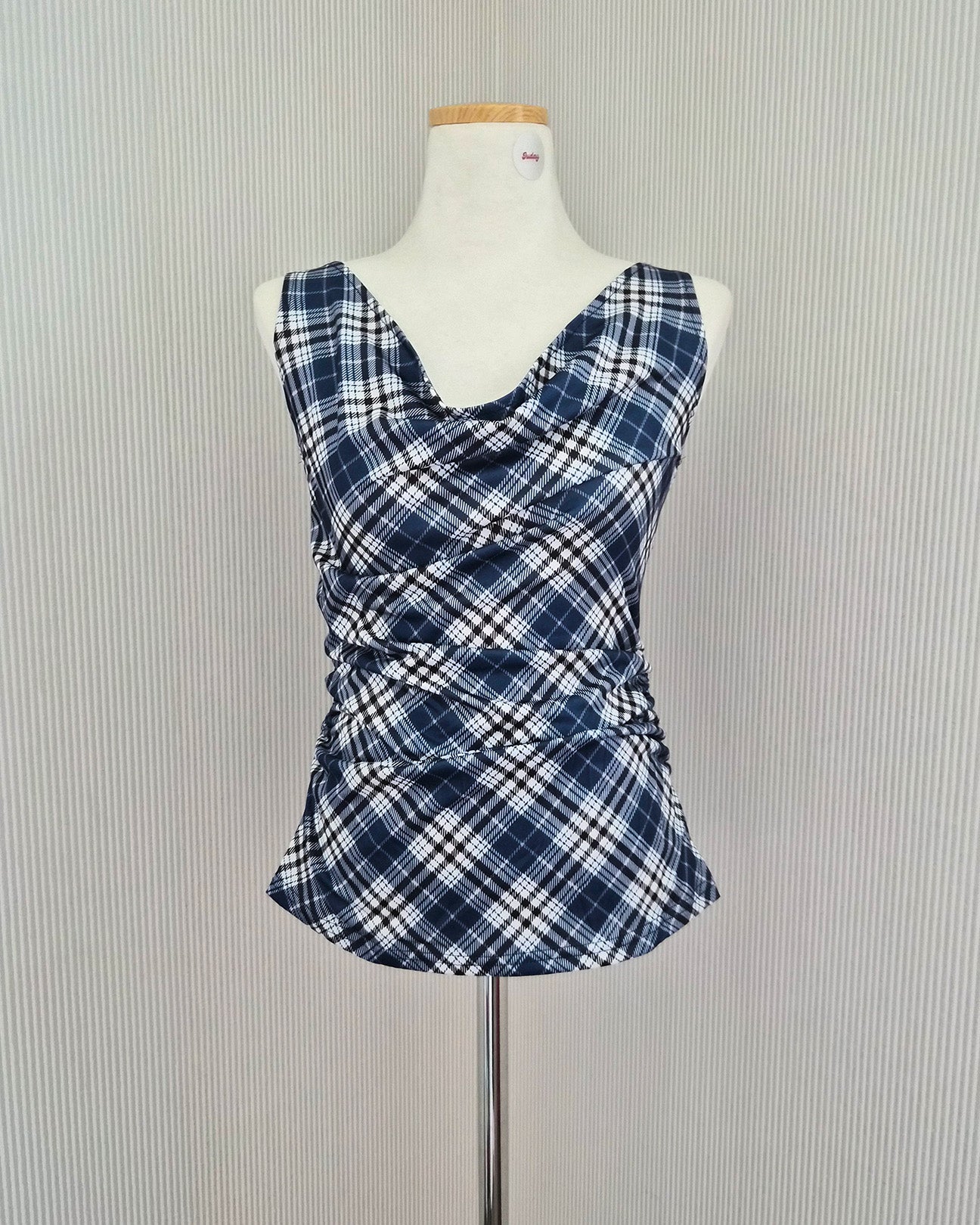 check draped shirring top