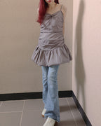 shirring balloon mini dress