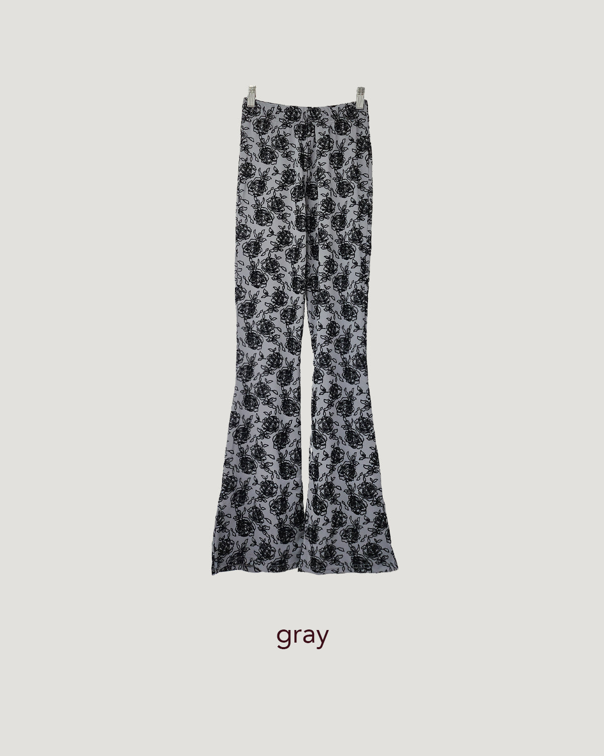rose pattern boot cut pants