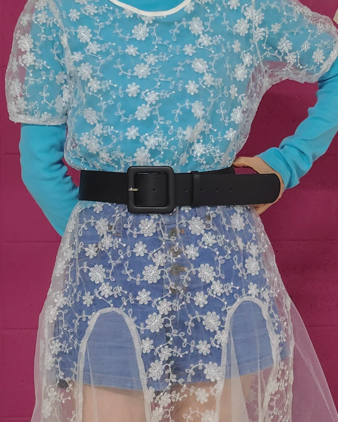 square buckle wide belt